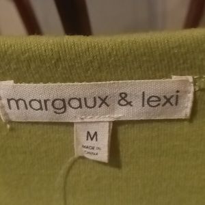 NWT Margaux & Lexi pea green blouse w country swirls & shimmers Size Medium